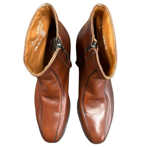 STAFFORD Never Worn Whiskey Brown Leather Ankle Zip Chelsea Boots Size 13 - Picture 8 of 17